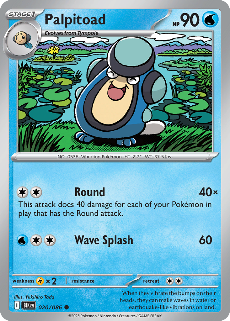 Palpitoad 20/86 Common | Black Bolt | Pokemon Card