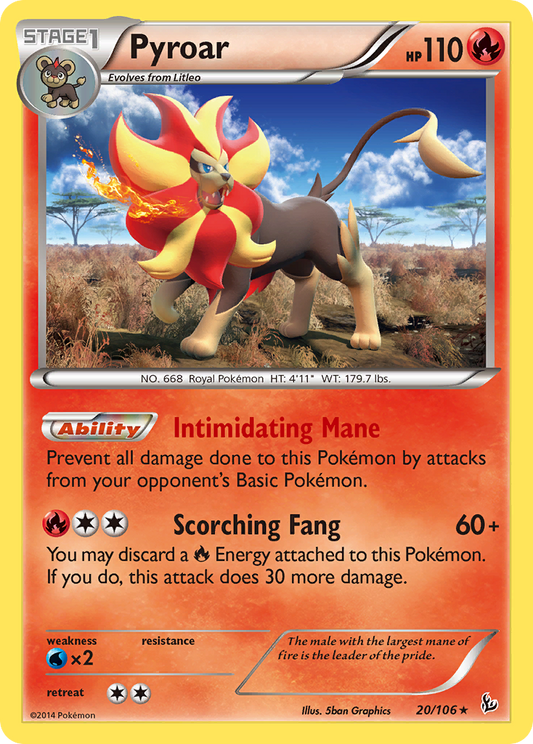Pyroar 20/106 Rare Holo | Flashfire | Pokemon Card
