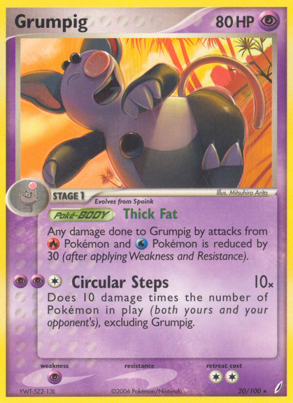 Grumpig 20/100 Rare | Crystal Guardians | Pokemon Card