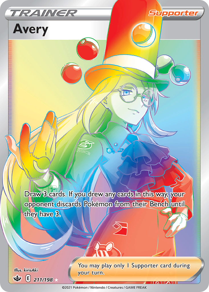 Avery 211/198 Rare Rainbow | Chilling Reign | Pokemon Card
