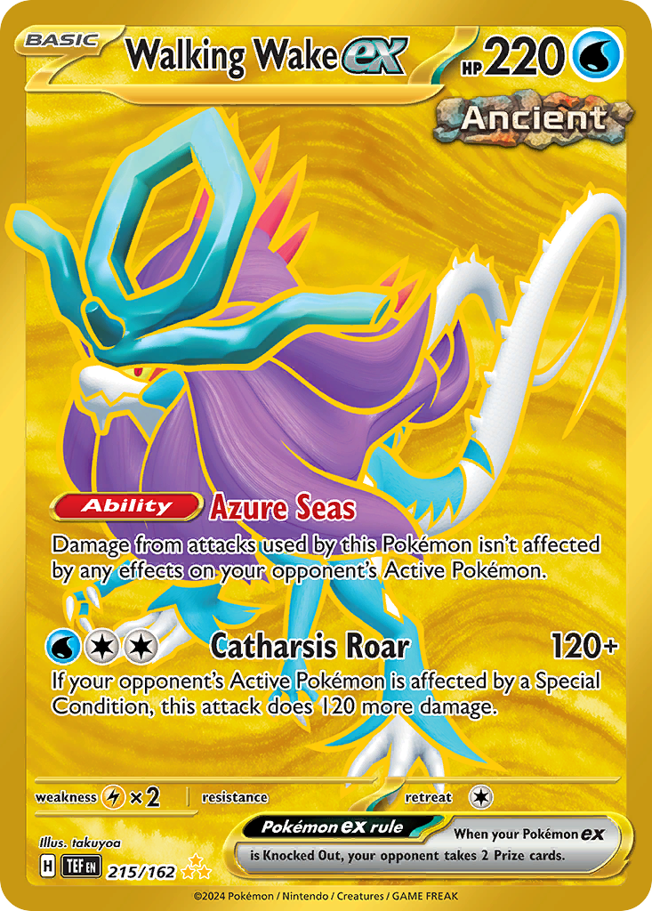 Walking Wake ex 215/162 Hyper Rare | Temporal Forces | Pokemon Card