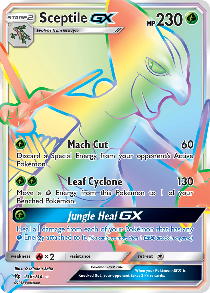 Sceptile-GX 216/214 Rare Rainbow | Lost Thunder | Pokemon Card
