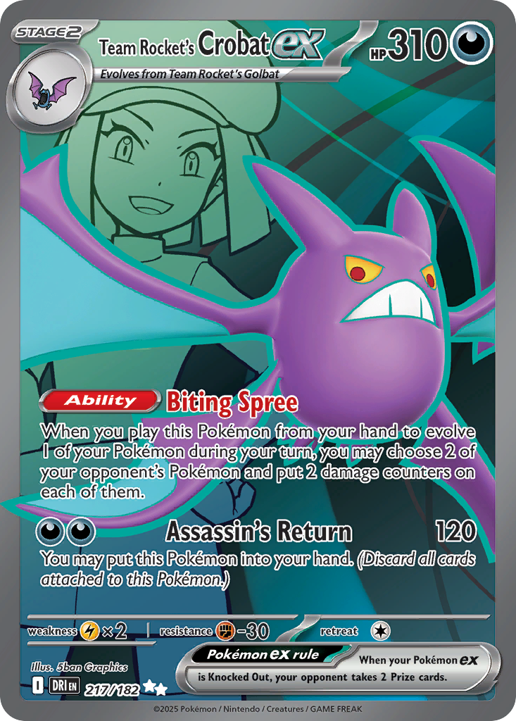 Team Rocket's Crobat ex 217/182 Ultra Rare | Destined Rivals | Pokemon Card