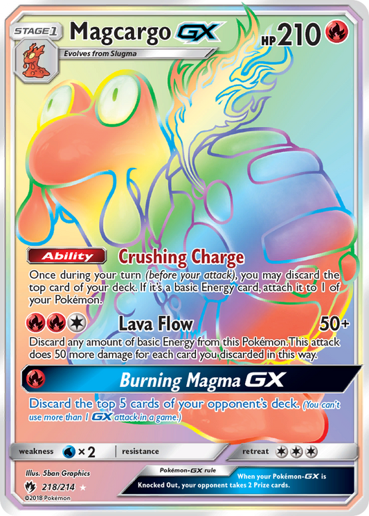 Magcargo-GX 218/214 Rare Rainbow | Lost Thunder | Pokemon Card