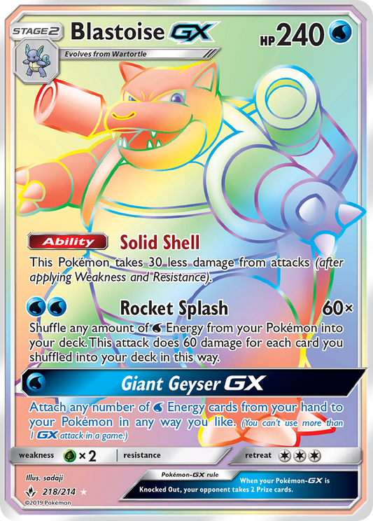 Blastoise-GX 218/214 Rare Rainbow | Unbroken Bonds | Pokemon Card