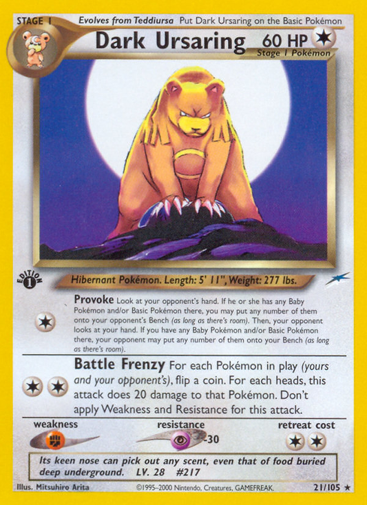 Dark Ursaring 21/105 Rare | Neo Destiny | Pokemon Card