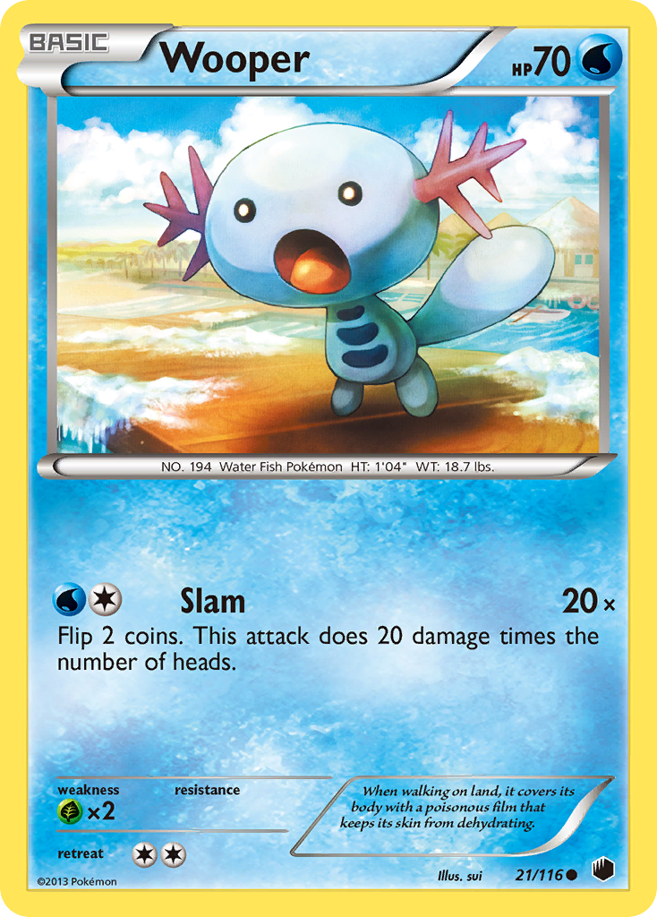 Wooper 21/116 Common | Plasma Freeze | Pokemon Card