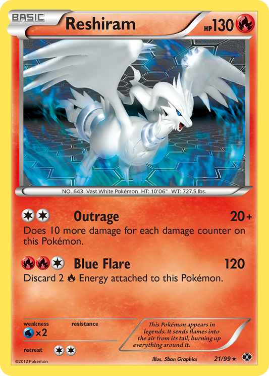 Reshiram 21/99 Rare | Next Destinies | Pokemon Card