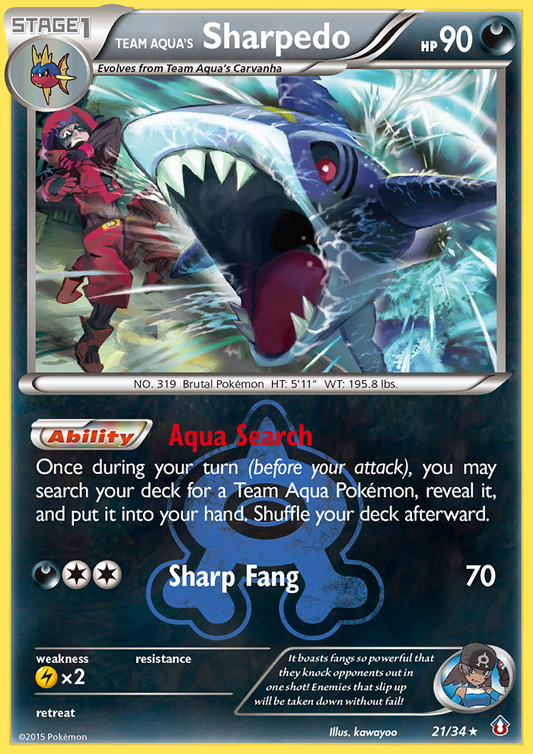 Team Aqua's Sharpedo 21/34 Rare Holo | Double Crisis | Pokemon Card