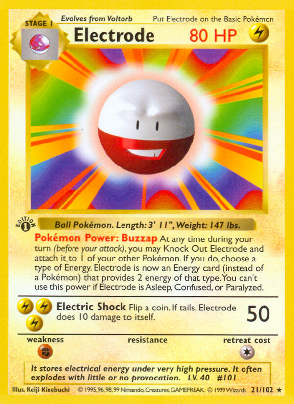 Electrode 21/102 Rare | Base | Pokemon Card