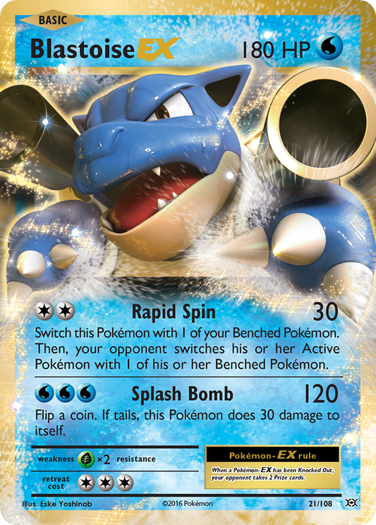 Blastoise-EX 21/108 Rare Holo EX | Evolutions | Pokemon Card