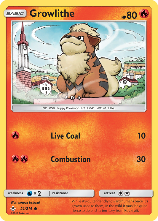 Growlithe 21/214 Common | Unbroken Bonds | Pokemon Card