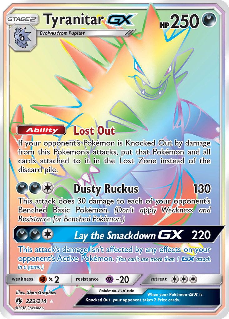 Tyranitar-GX 223/214 Rare Rainbow | Lost Thunder | Pokemon Card