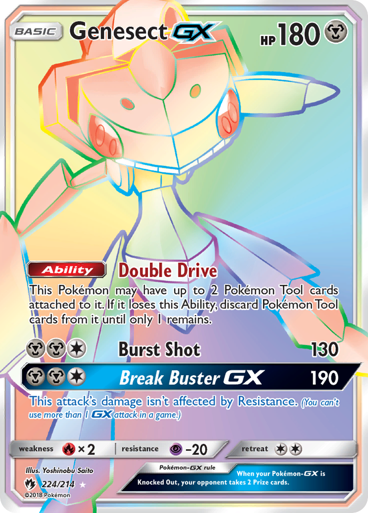 Genesect-GX 224/214 Rare Rainbow | Lost Thunder | Pokemon Card