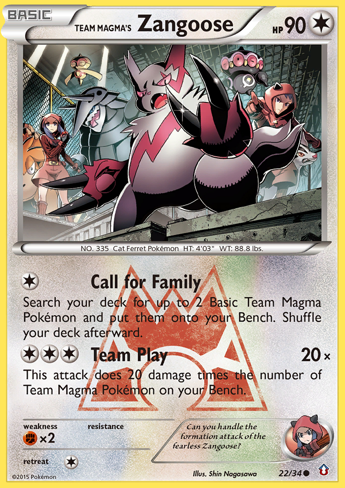 Team Magma's Zangoose 22/34 Common | Double Crisis | Pokemon Card