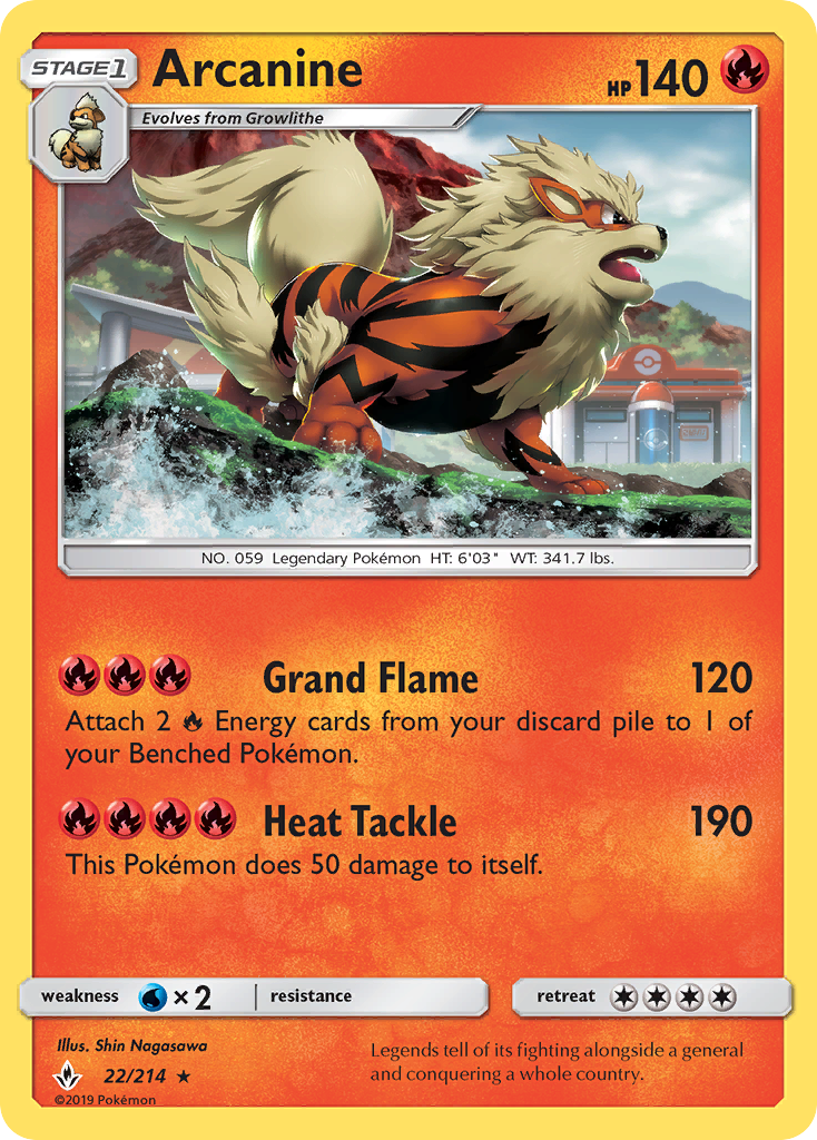 Arcanine 22/214 Rare Holo | Unbroken Bonds | Pokemon Card
