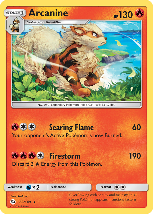 Arcanine 22/149 Rare Holo | Sun & Moon | Pokemon Card