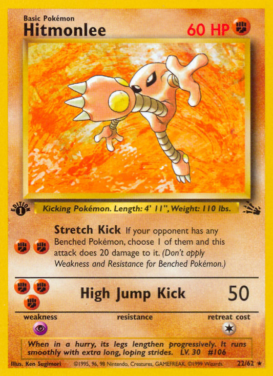 Hitmonlee 22/62 Rare | Fossil | Pokemon Card