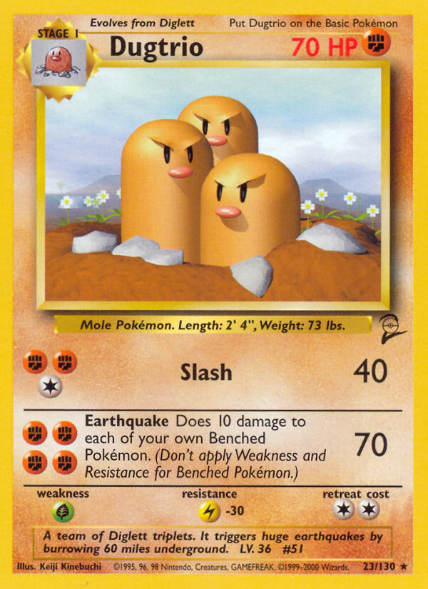 Dugtrio 23/130 Rare | Base Set 2 | Pokemon Card