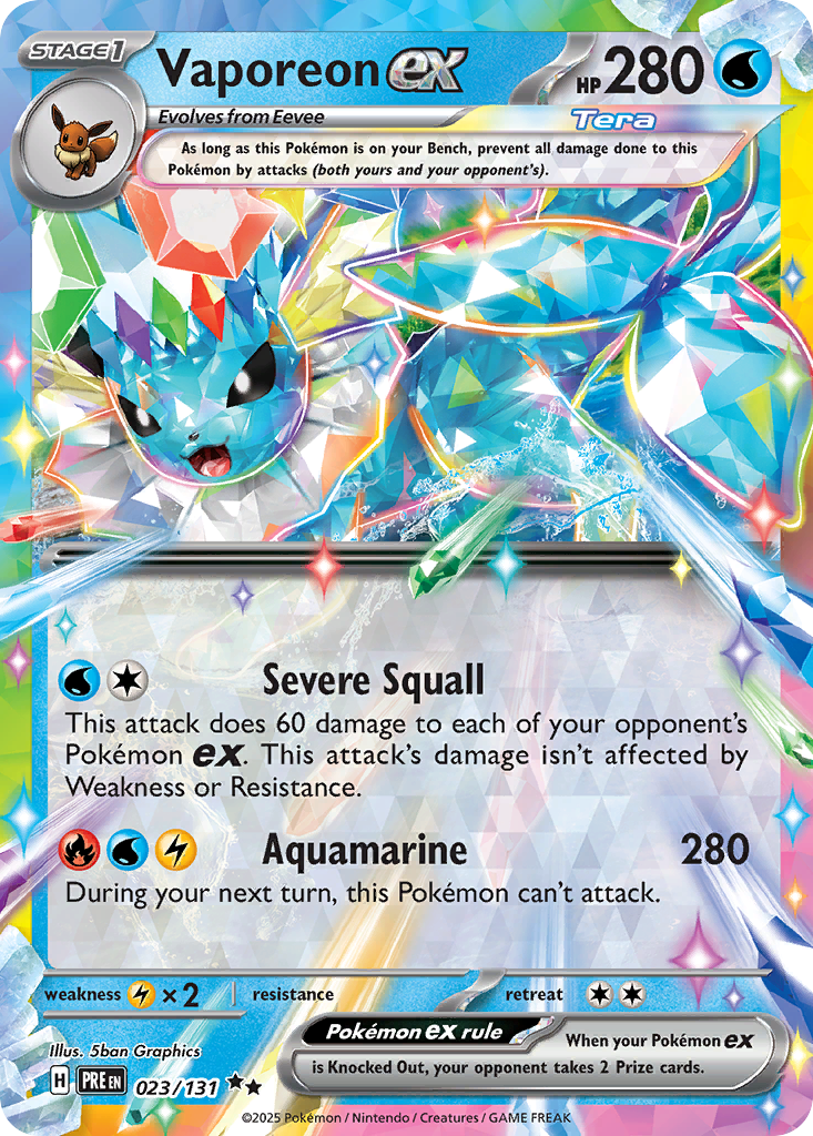Vaporeon ex 23/131 Double Rare | Prismatic Evolutions | Pokemon Card