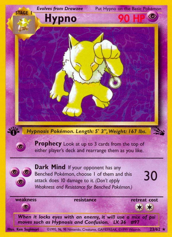 Hypno 23/62 Rare | Fossil | Pokemon Card