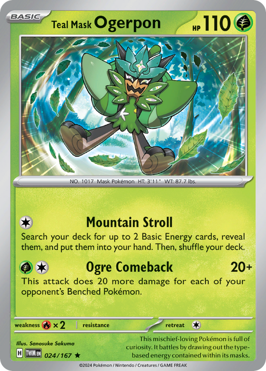 Teal Mask Ogerpon 24/167 Rare Holo | Twilight Masquerade | Pokemon Card