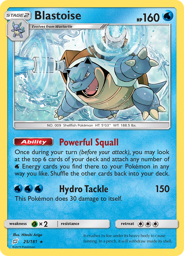 Blastoise 25/181 Rare | Team Up | Pokemon Card