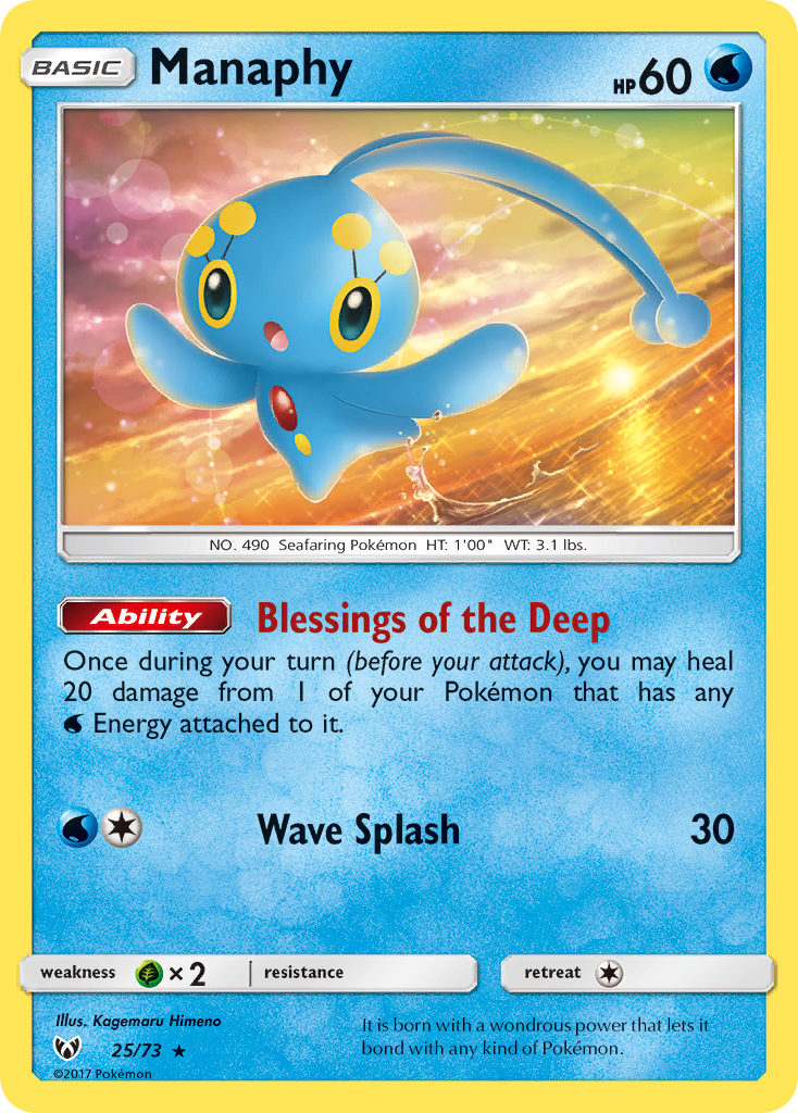 Manaphy 25/73 Rare Holo | Shining Legends | Pokemon Card