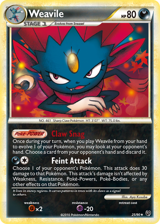 Weavile 25/90 Rare | HS—Undaunted | Pokemon Card