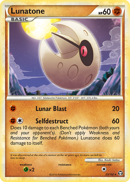 Lunatone 25/102 Rare | HS—Triumphant | Pokemon Card