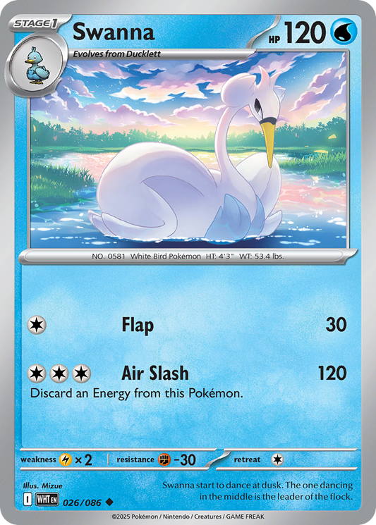 Swanna 26/86 Uncommon | White Flare | Pokemon Card
