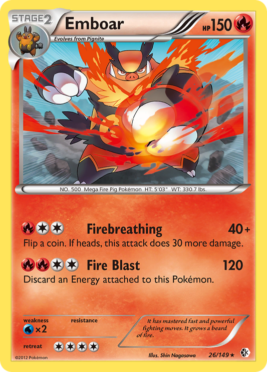 Emboar 26/149 Rare Holo | Boundaries Crossed | Pokemon Card