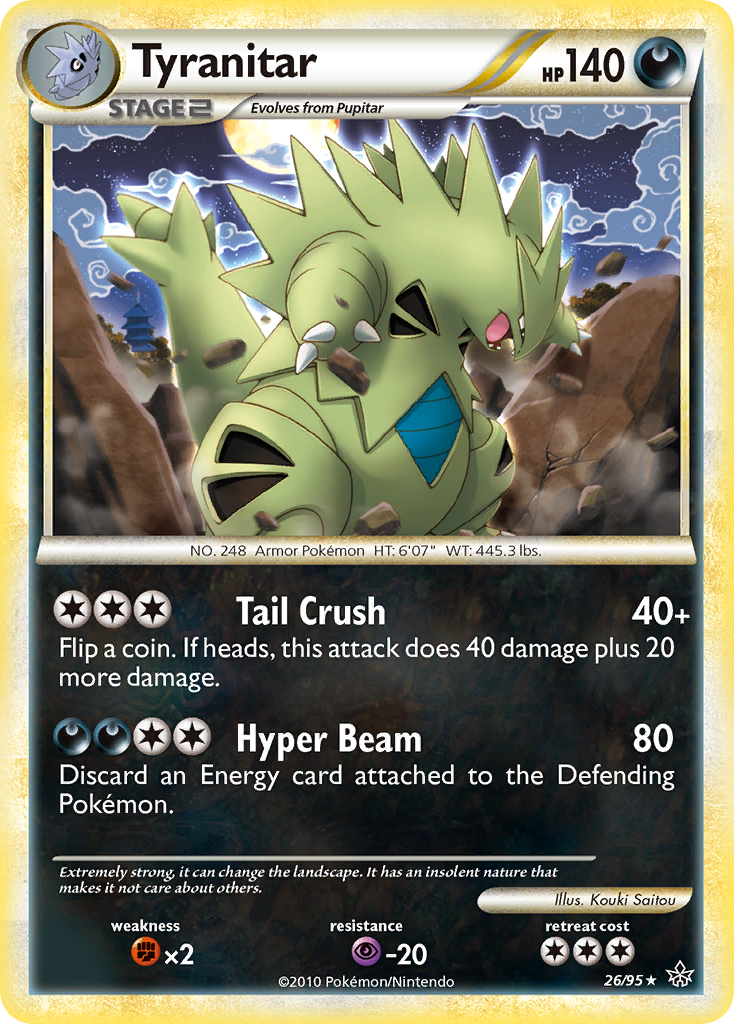 Tyranitar 26/95 Rare | HS—Unleashed | Pokemon Card
