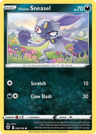 Hisuian Sneasel 92/189 Reverse Holo | Astral Radiance | Pokemon Card