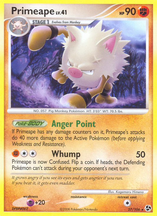 Primeape 27/106 Rare | Great Encounters | Pokemon Card