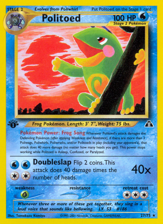 Politoed 27/75 Rare | Neo Discovery | Pokemon Card