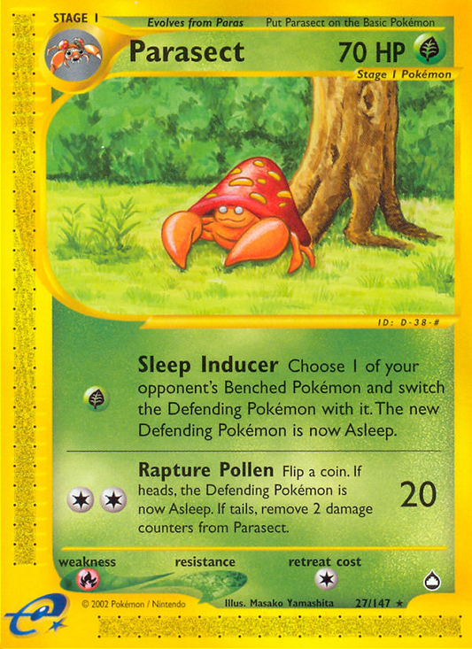 Parasect 27/147 Rare | Aquapolis | Pokemon Card
