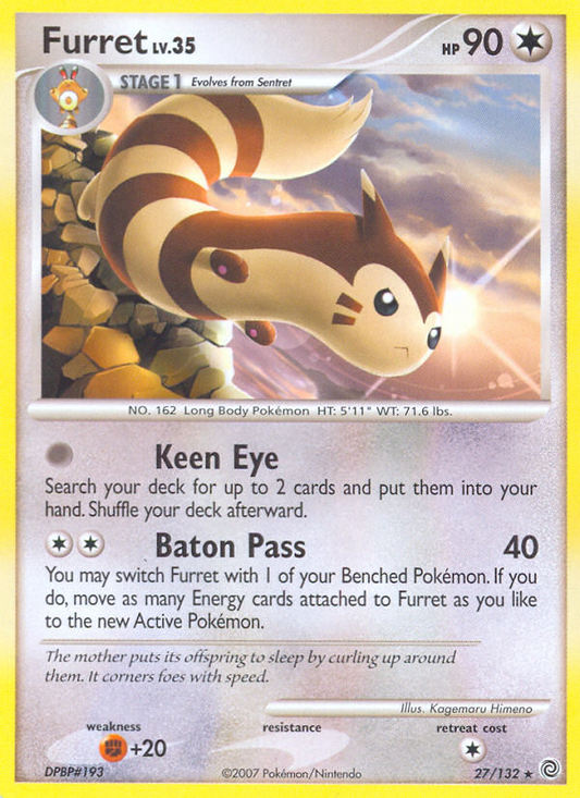 Furret 27/132 Rare | Secret Wonders | Pokemon Card
