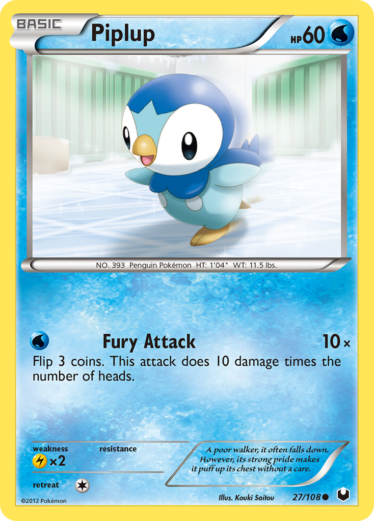 Piplup 27/108 Common | Dark Explorers | Pokemon Card