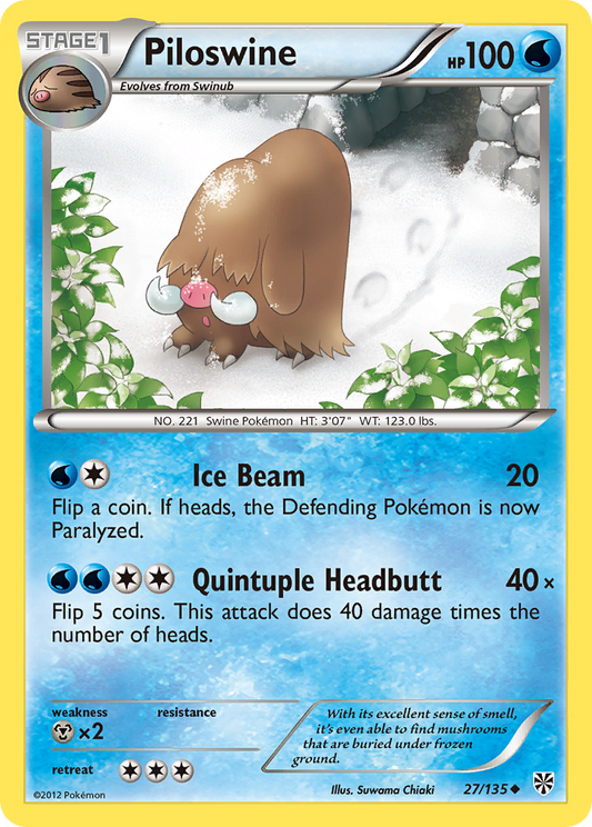 Piloswine 27/135 Uncommon | Plasma Storm | Pokemon Card
