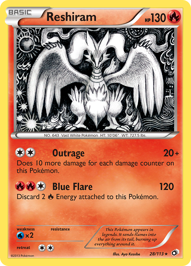 Reshiram 28/113 Rare Holo | Legendary Treasures | Pokemon Card