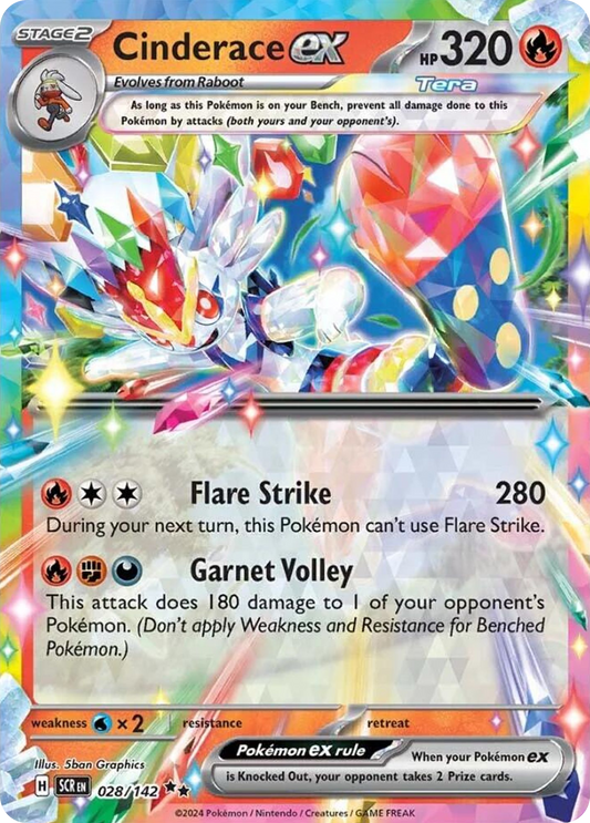 Cinderace ex 28/142 Double Rare | Stellar Crown | Pokemon Card
