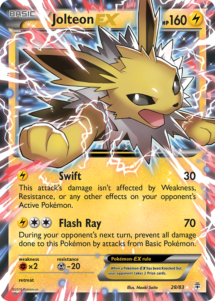 Jolteon-EX 28/83 Rare Holo EX | Generations | Pokemon Card