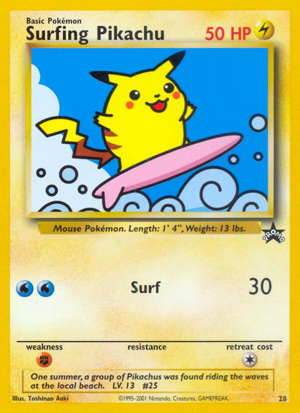 Surfing Pikachu 28/53 Promo | Wizards Black Star Promos | Pokemon Card