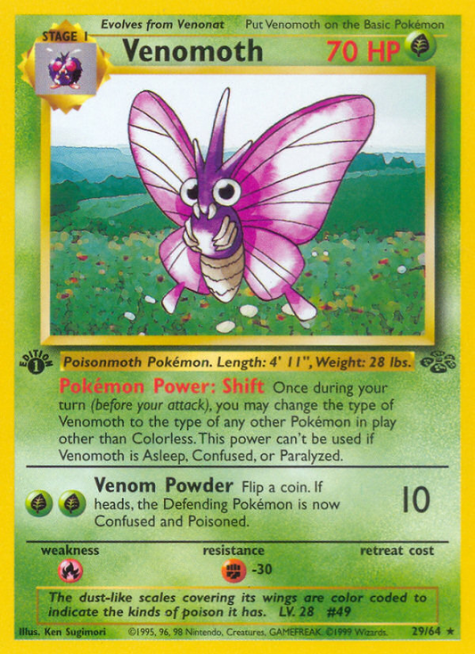 Venomoth 29/64 Rare | Jungle | Pokemon Card