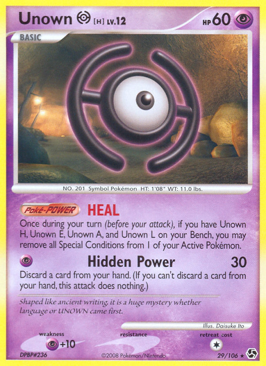 Unown [H] 29/106 Rare | Great Encounters | Pokemon Card
