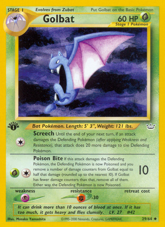 Golbat 29/64 Uncommon | Neo Revelation | Pokemon Card