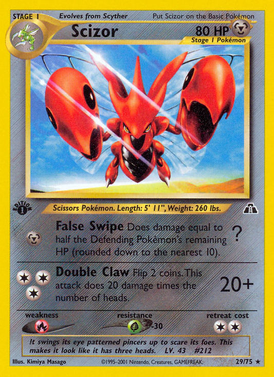 Scizor 29/75 Rare | Neo Discovery | Pokemon Card