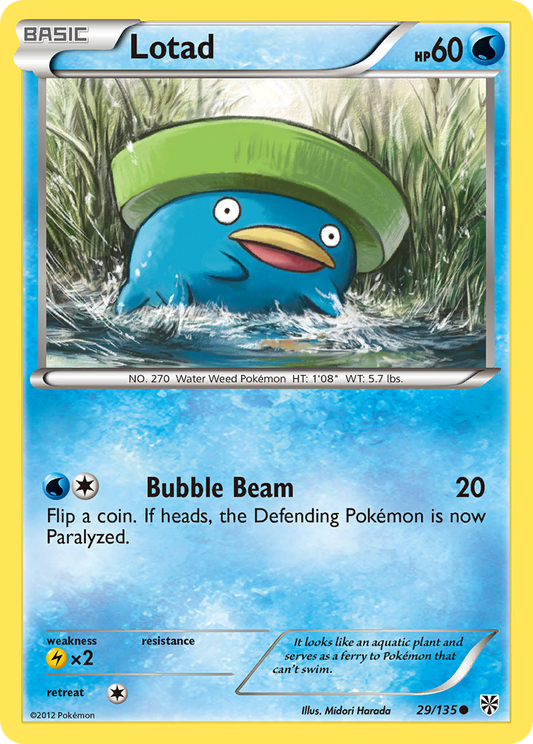 Lotad 29/135 Common | Plasma Storm | Pokemon Card