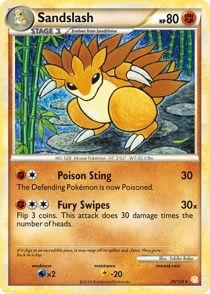 Sandslash 29/123 Rare | HeartGold & SoulSilver | Pokemon Card